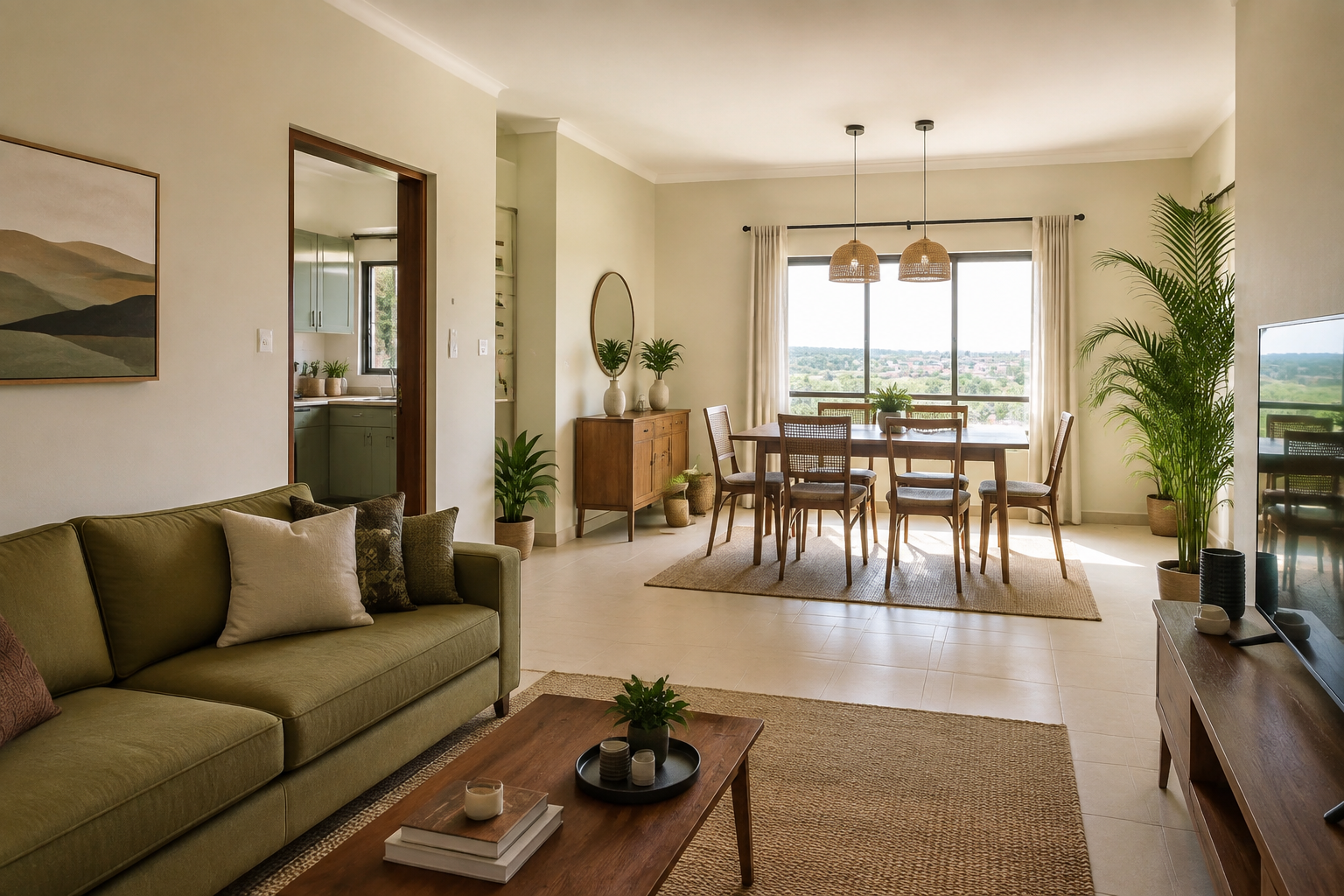 Warm modern rental apartment interior